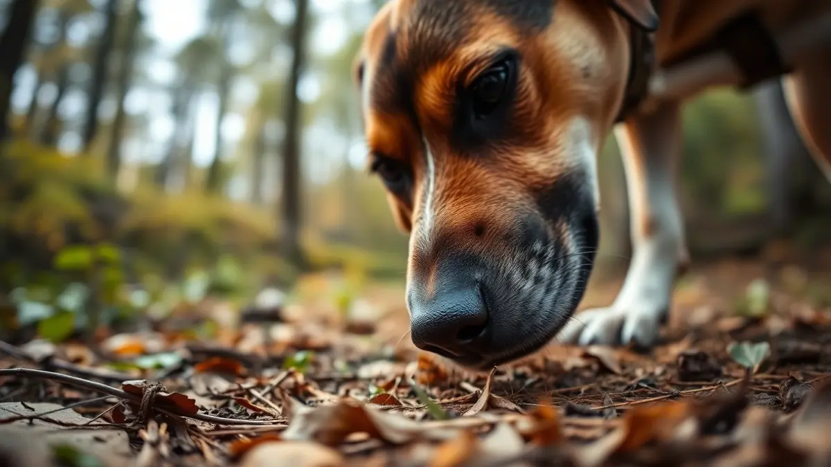 Imaxe xenérica dun can de rastro nunha competición de caza.