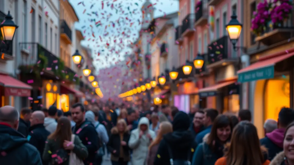 Imagen genérica de una fiesta popular con gente y confeti