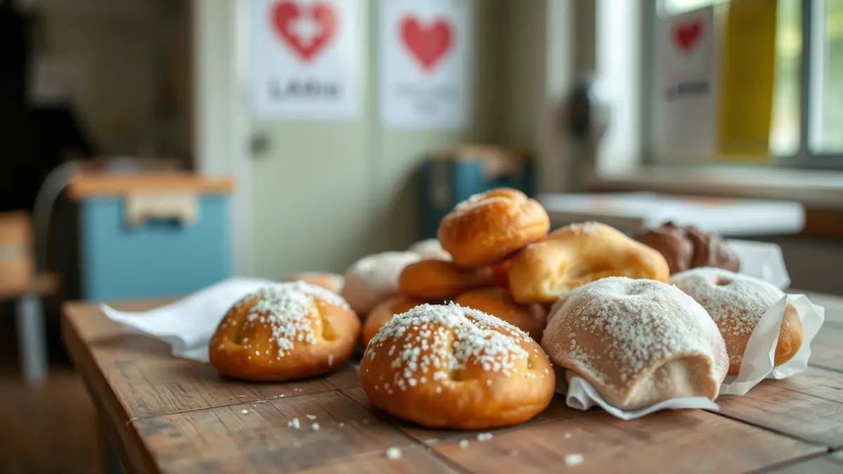 Dulces tradicionales gallegos, melindres, ricos y amendoados, sobre una mesa de madera.