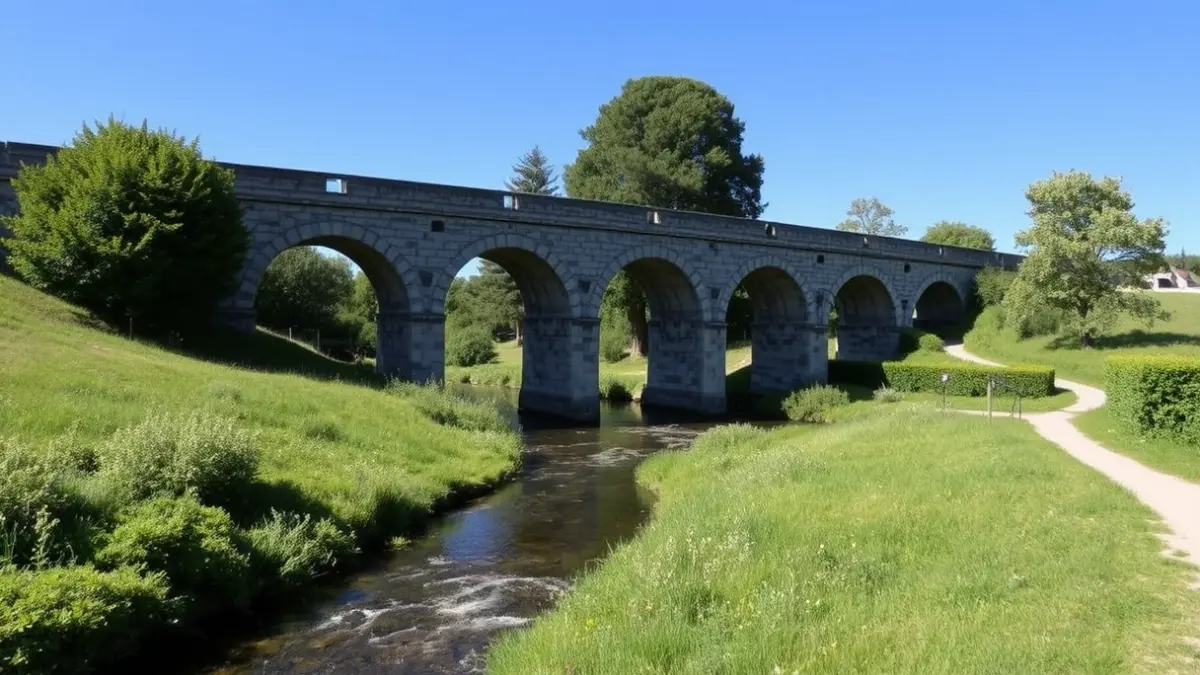 Puente histórico de Pontenoufe rehabilitado en el Camino Mozárabe-Vía da Plata en Lalín.