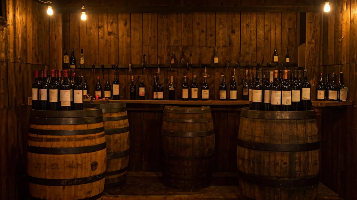 Imagen de un furancho tradicional gallego con vino y comida.