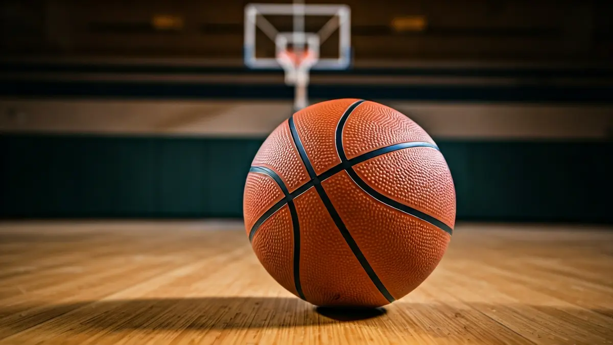 Imaxe xenérica dun balón de baloncesto nunha cancha.