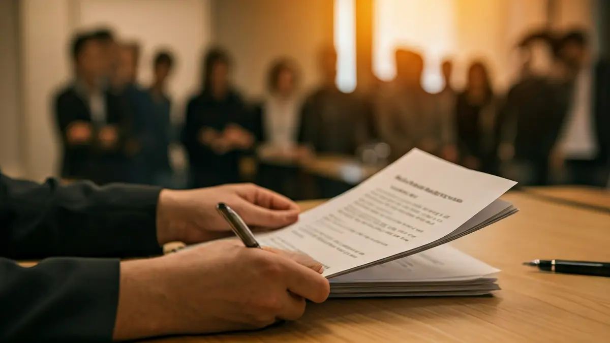 Imaxe xenérica de mans sostendo documentos oficiais, simbolizando trámites legais.