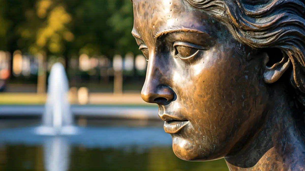 Escultura de bronce de una mujer en el parque Rosalía de Castro de Lugo.