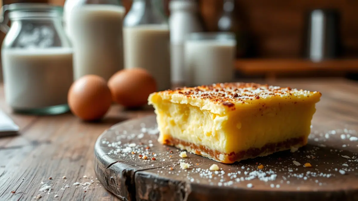 Imagen de un 'bandullo', sobre una mesa de madera rústica, con ingredientes básicos al fondo.