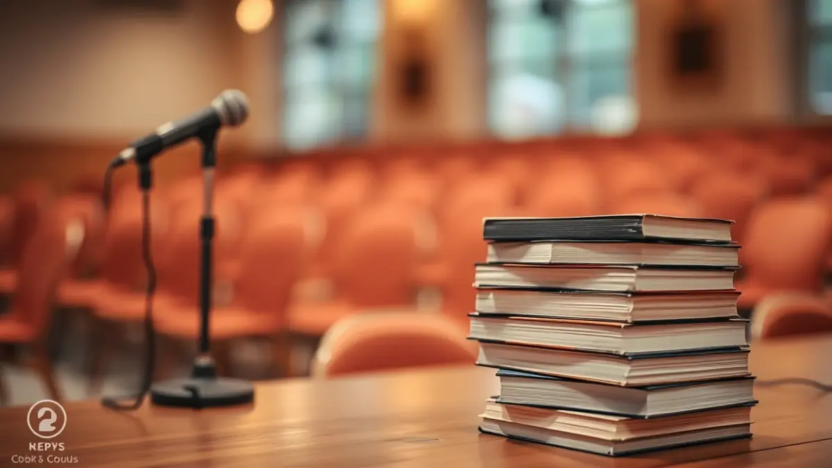 Imaxe xenérica dunha presentación de libro ou evento literario.