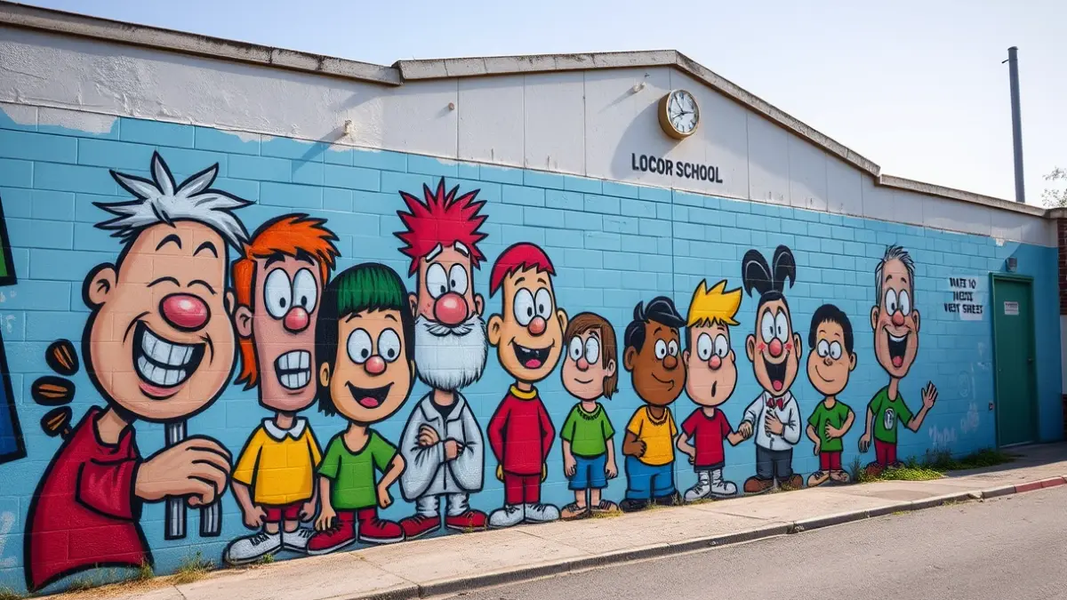 Mural escolar viral en un colegio de Ourense.