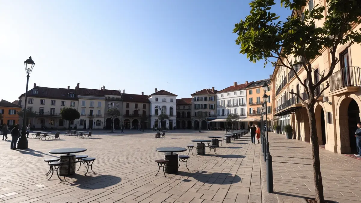 Imagen de la Plaza del Coído en Muxía después de su recuperación.