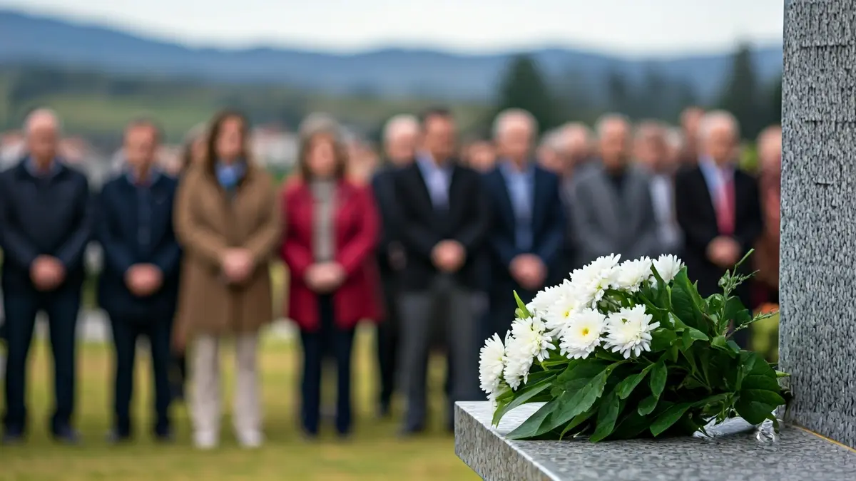 Ofrenda floral nun cemiterio en homenaxe ás vítimas do franquismo.