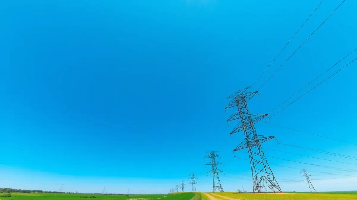 Imaxe xenérica de liñas de alta tensión e torres eléctricas nunha paisaxe galega.