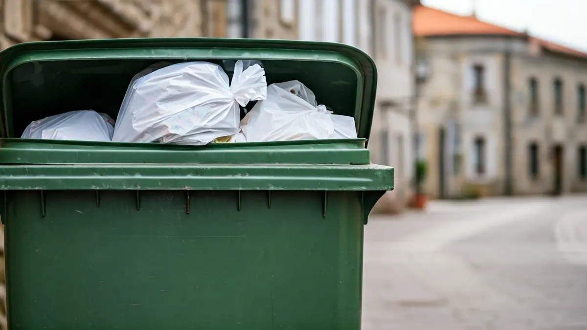 Imaxe xenérica dun contedor de lixo desbordado nunha rúa de Galicia.