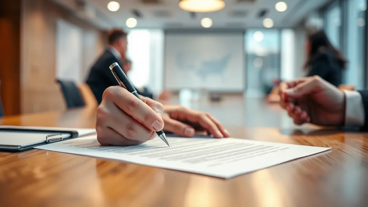 Imagen genérica de manos firmando un documento, simbolizando la aprobación de nuevas normativas.
