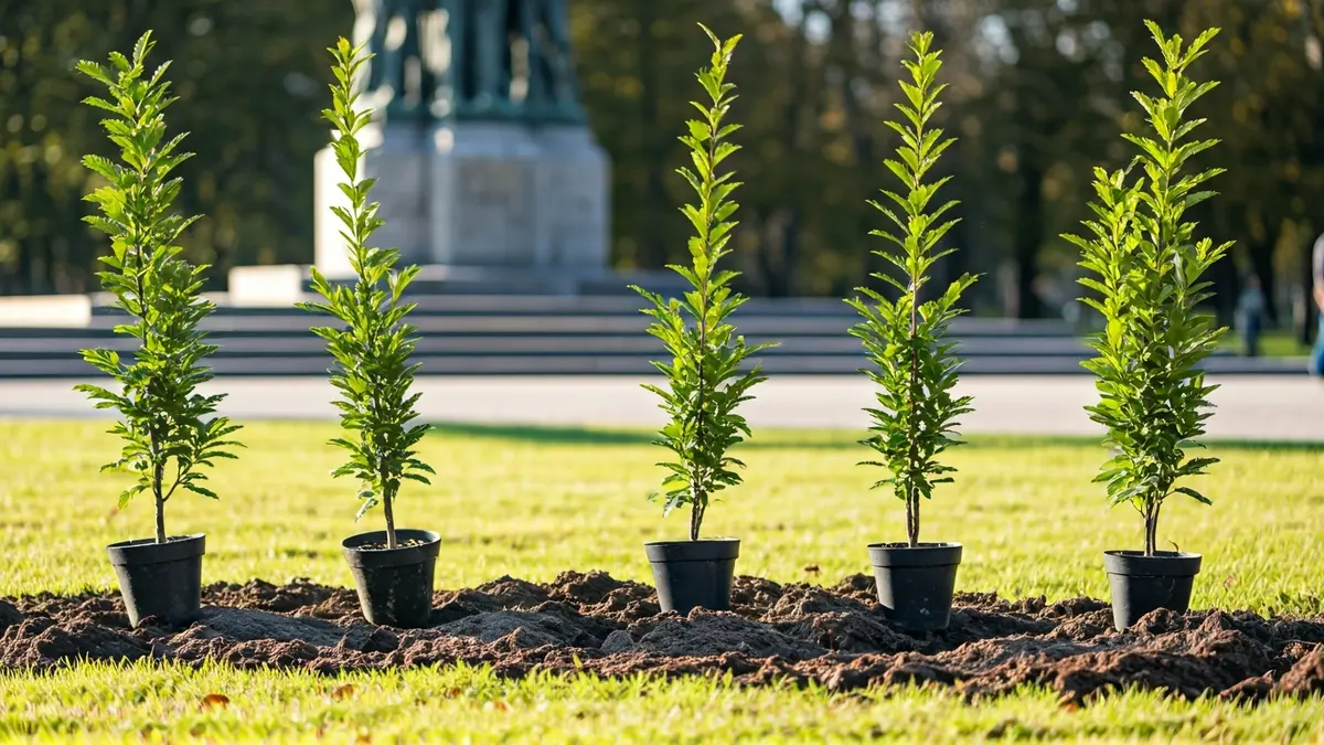 Imaxe xenérica de árbores sendo plantadas nun espazo urbano.