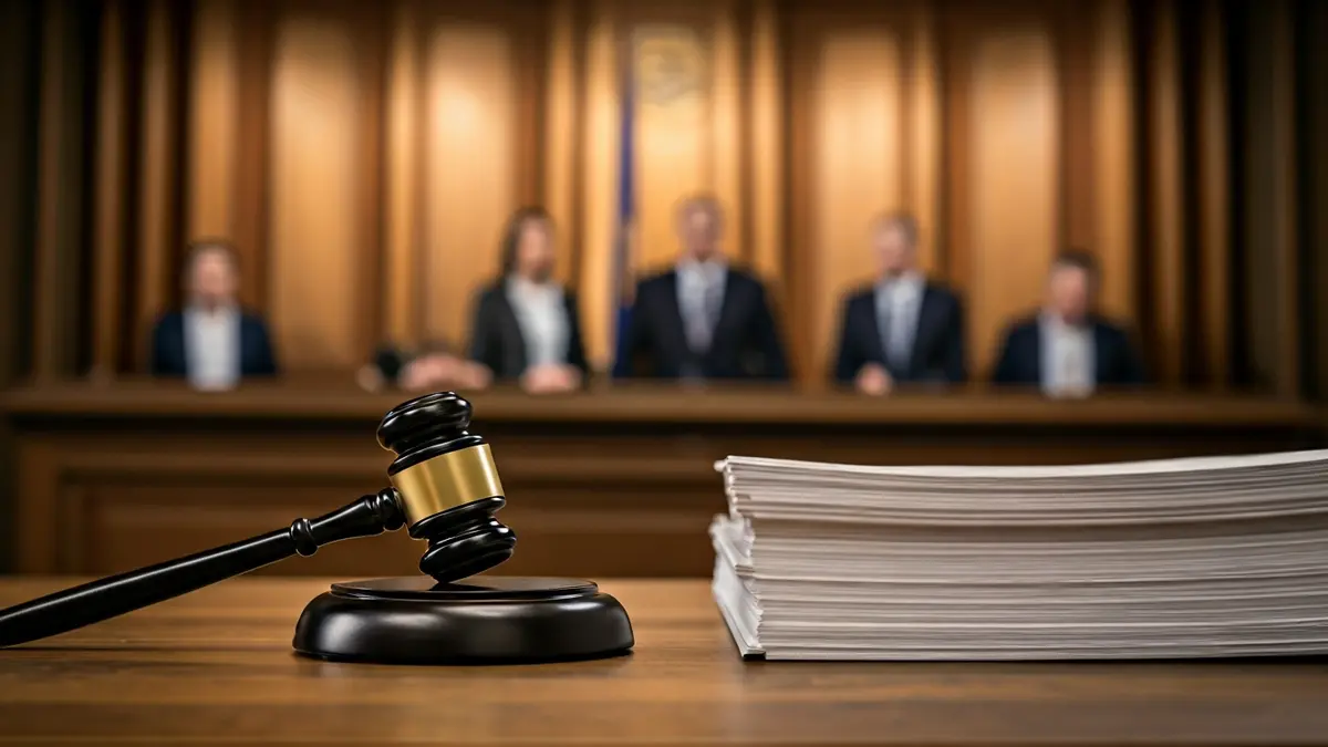Imagen genérica de un mazo de juez sobre documentos legales.