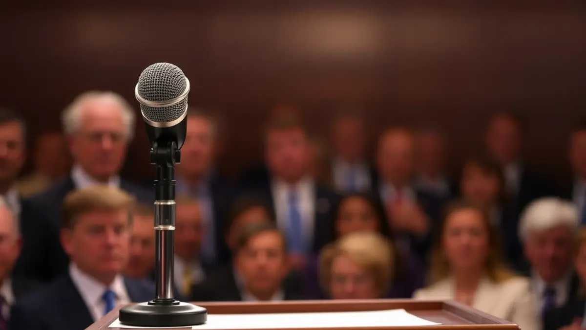 Imagen genérica de un micrófono en un podio, simbolizando un acto político.