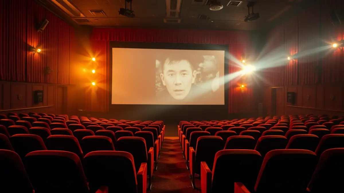 Imagen genérica de una sala de cine vacía con la pantalla iluminada.