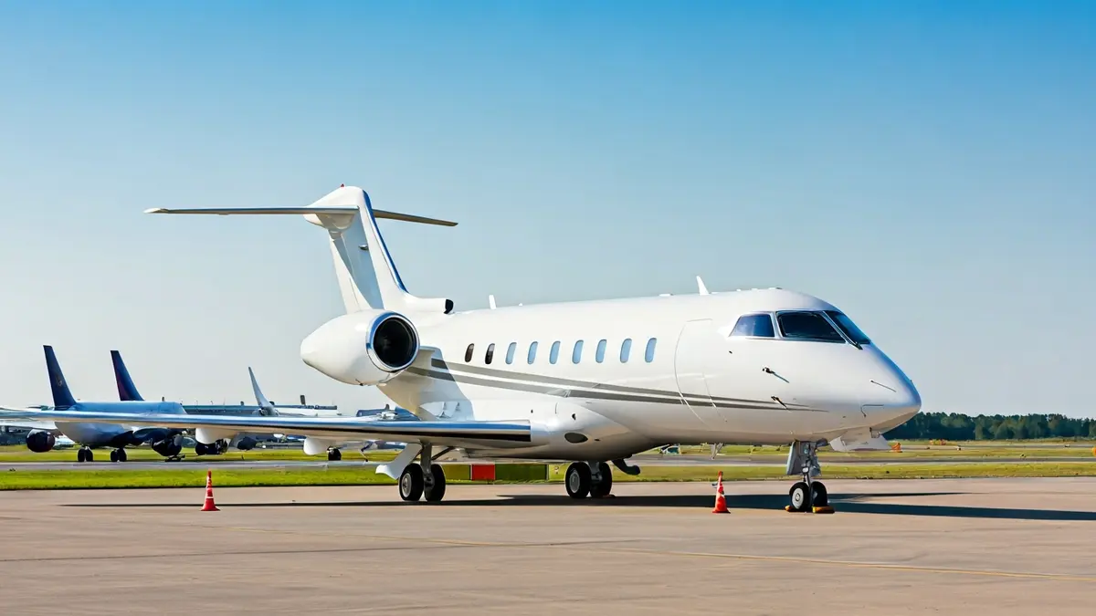 Imaxe dun avión privado de alta velocidade no aeroporto de Alvedro.