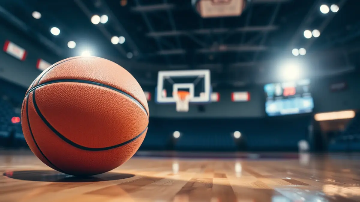 Imagen genérica de un balón de baloncesto en una cancha.