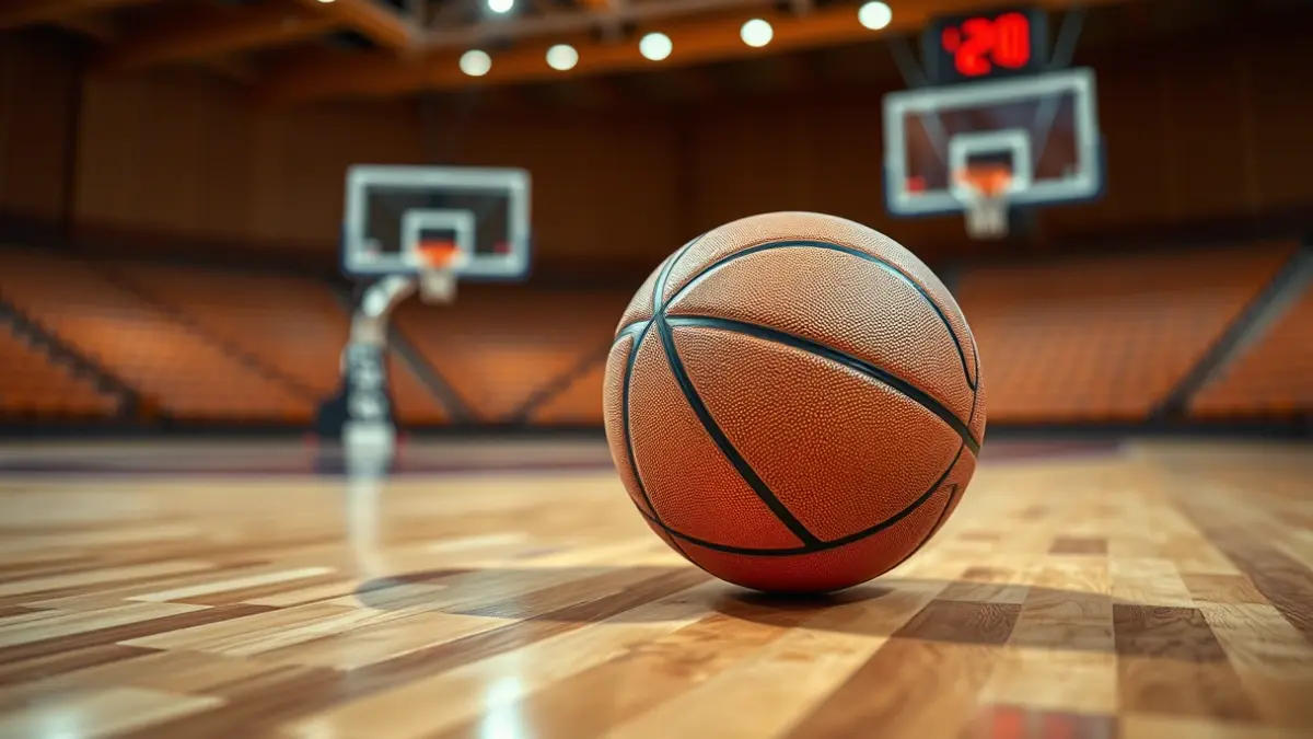 Imagen genérica de un balón de baloncesto en una cancha.
