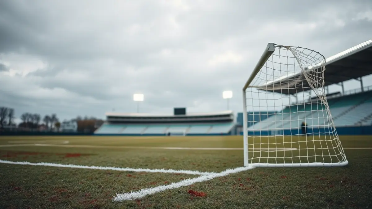 Imaxe xenérica dun campo de fútbol con céspede artificial e portería.