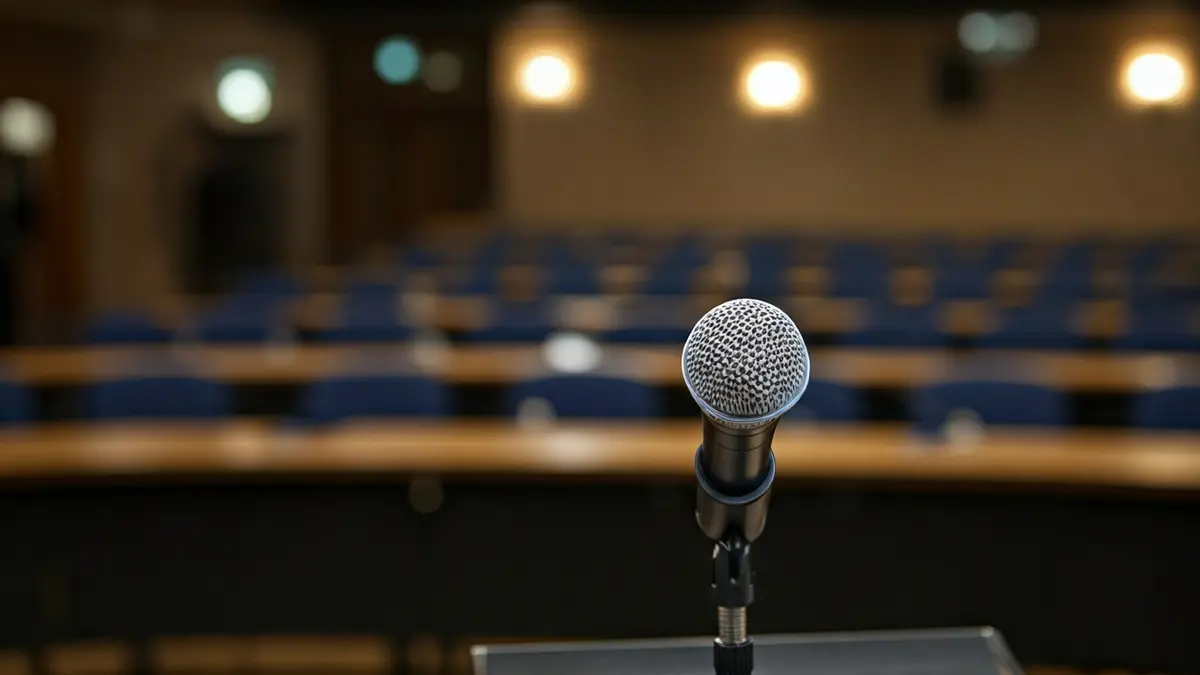 Imagen genérica de un micrófono en un atril, simbolizando una declaración política.