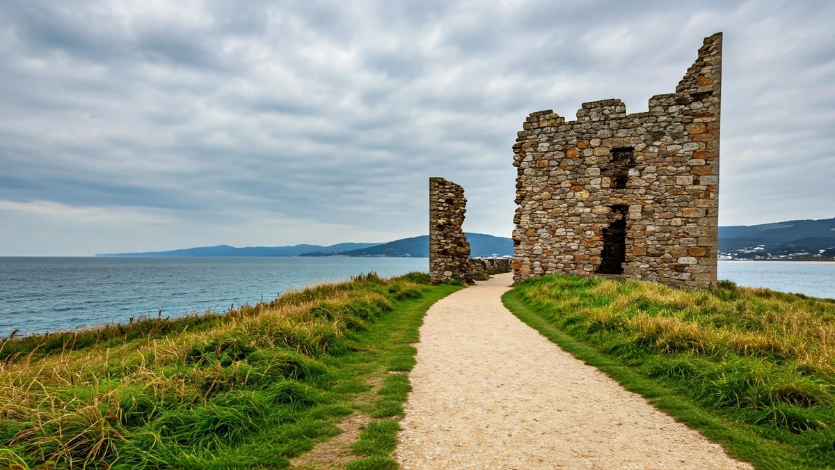 Ruinas del Castillo de Corbeiroa en la costa gallega