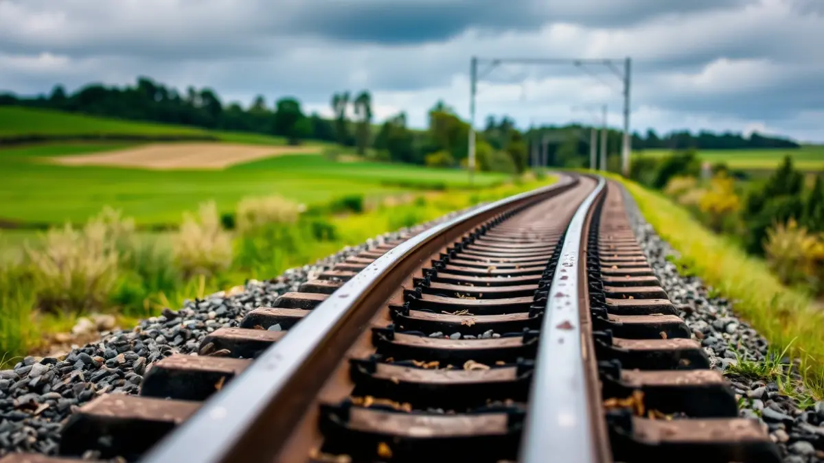 Imaxe xenérica de vías de tren nunha paisaxe rural galega.