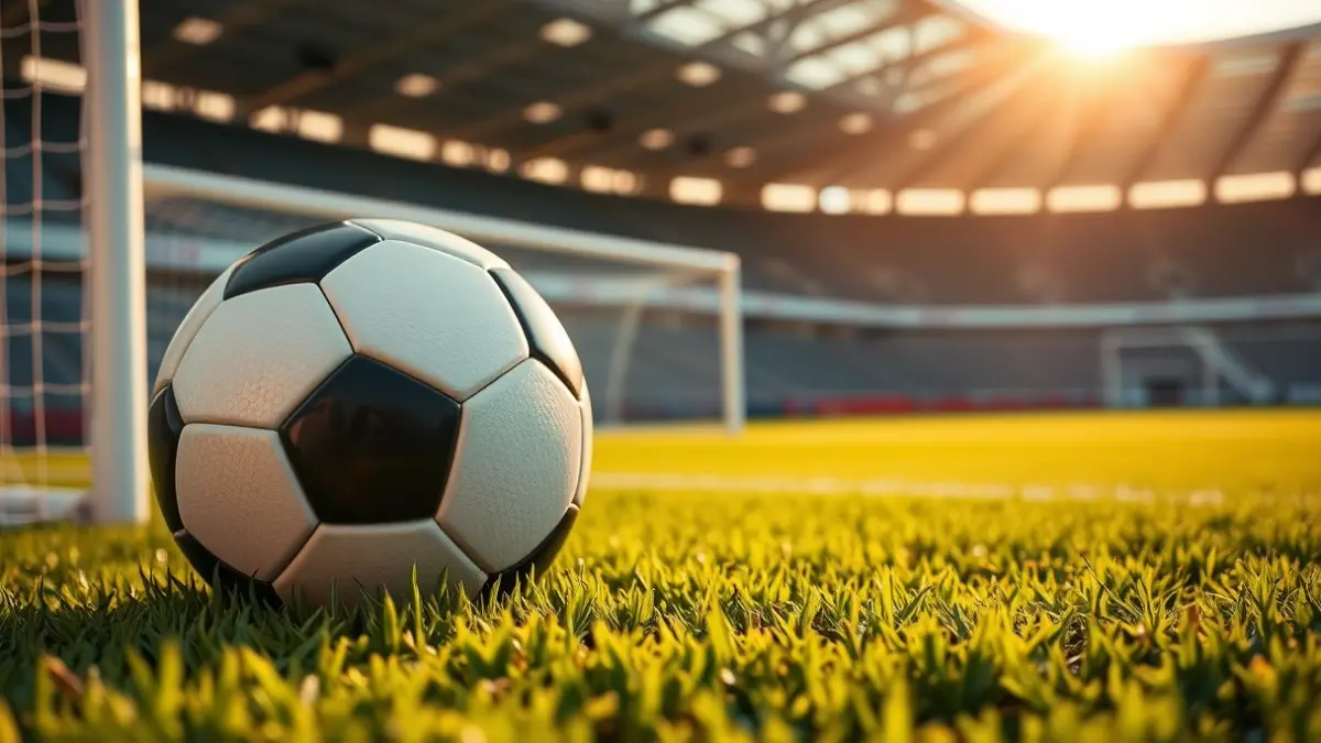 Imaxe xenérica dun balón de fútbol sobre a herba dun campo.