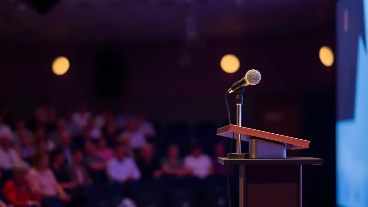 Imaxe xenérica dun escenario cun micrófono, representando a entrega de premios dun festival.