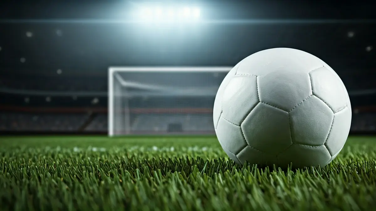 Imaxe xenérica dun balón de fútbol sobre o céspede dun campo