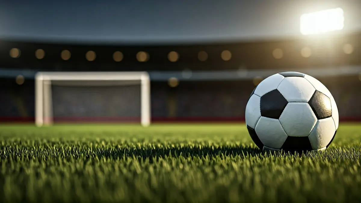 Imaxe xenérica dun balón de fútbol sobre a herba dun campo.