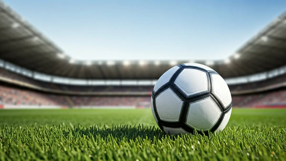 Imagen genérica de un balón de fútbol sobre el césped de un estadio vacío.