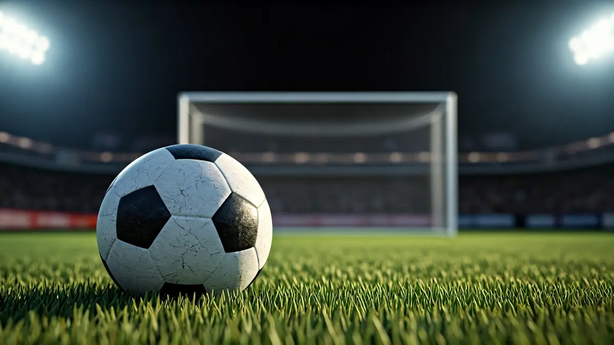 Imaxe xenérica dun balón de fútbol sobre o céspede dun campo.