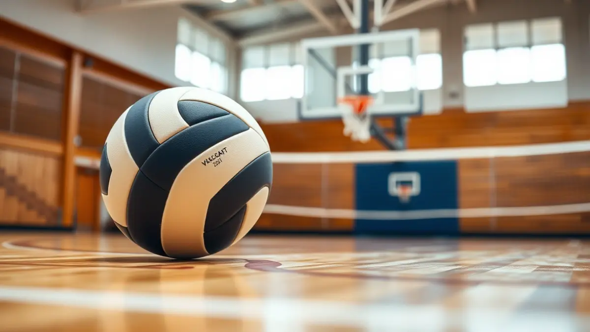 Imagen genérica de un balón de voleibol en una cancha.