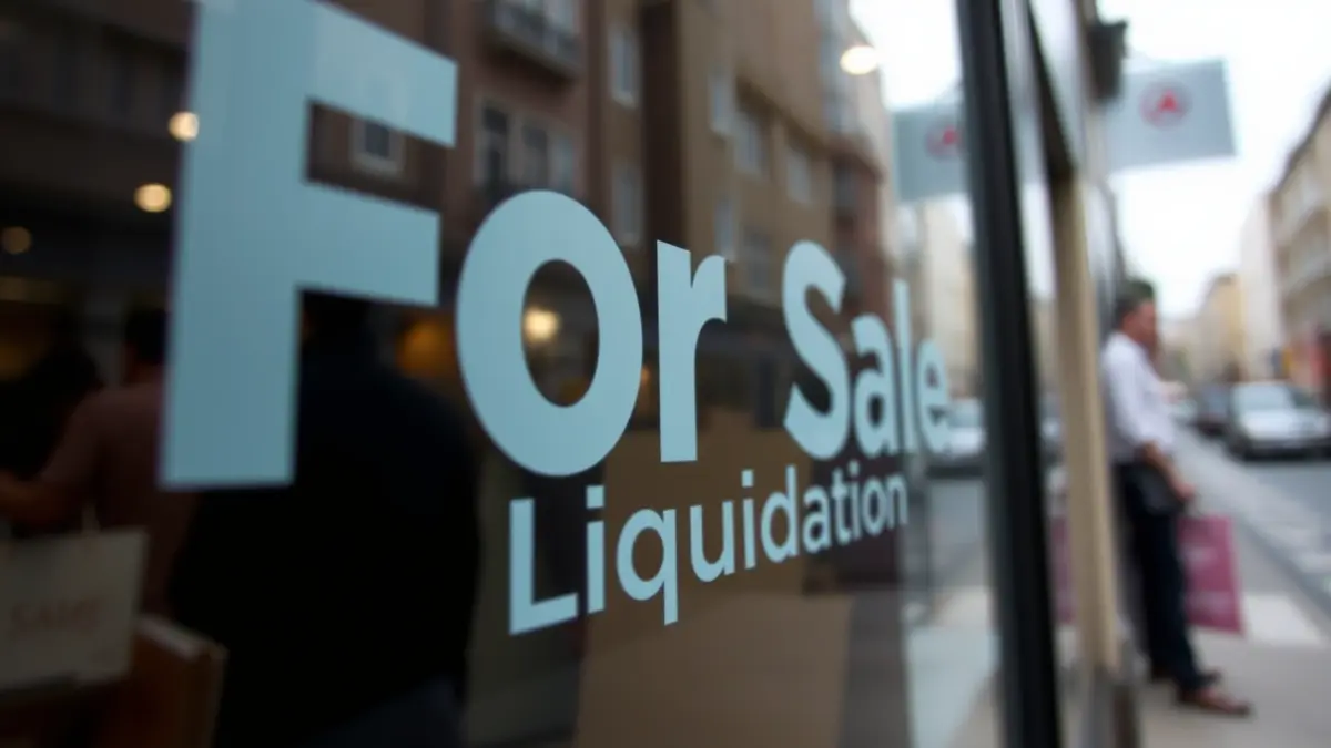 Imagen genérica de un cartel de liquidación en un escaparate, reflejando la actividad de la calle.