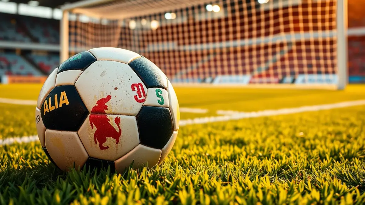Imaxe xenérica dun balón de fútbol nun campo de herba.