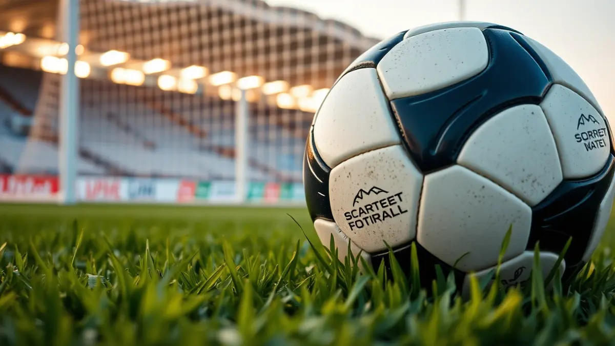 Imaxe xenérica dun balón de fútbol sobre herba nun campo