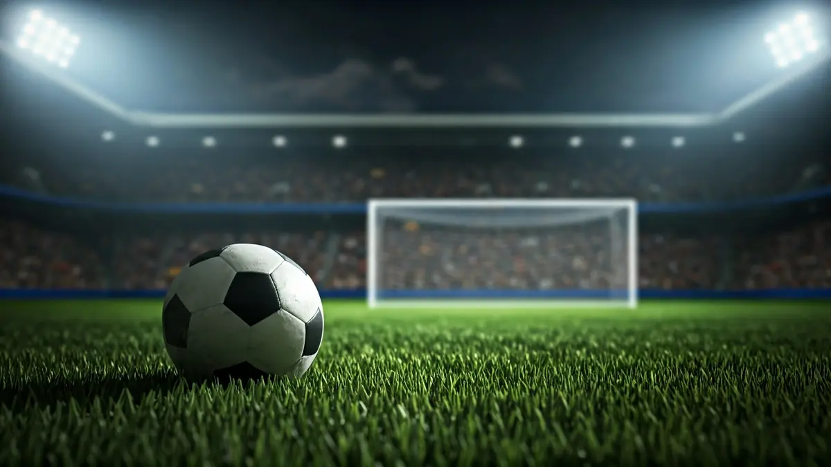 Imaxe xenérica dun balón de fútbol nun campo de herba.