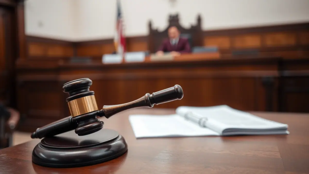 Imagen genérica de un mazo de juez sobre una mesa de madera en un juzgado.