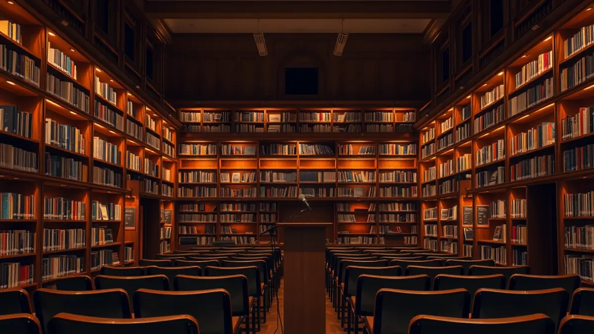 Imagen genérica de una sala de conferencias o aula universitaria.