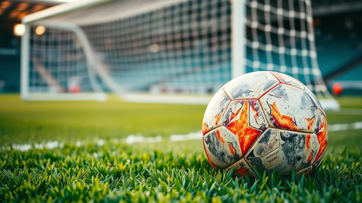 Imaxe xenérica dun balón de fútbol nun campo de herba.