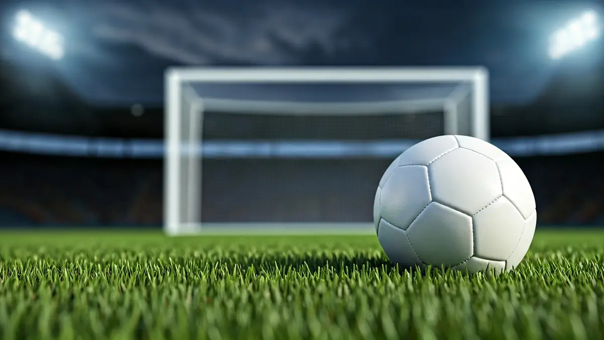 Imaxe xenérica dun balón de fútbol sobre o céspede dun campo.