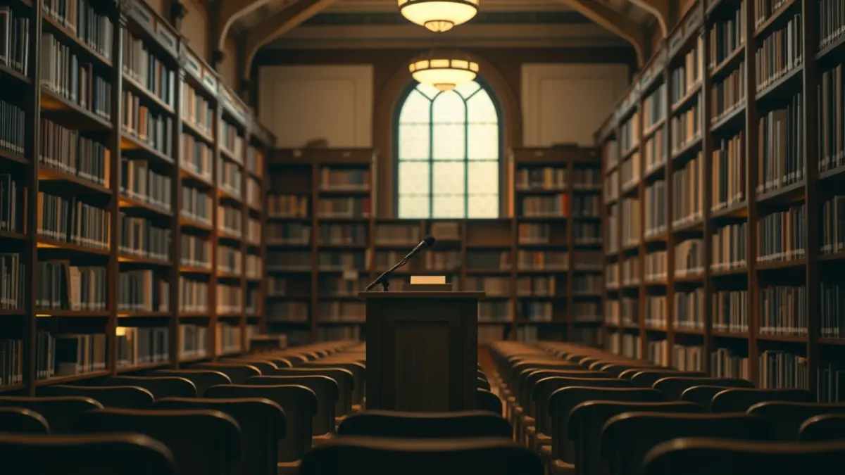 Imaxe xenérica dunha biblioteca acollendo un evento cultural.