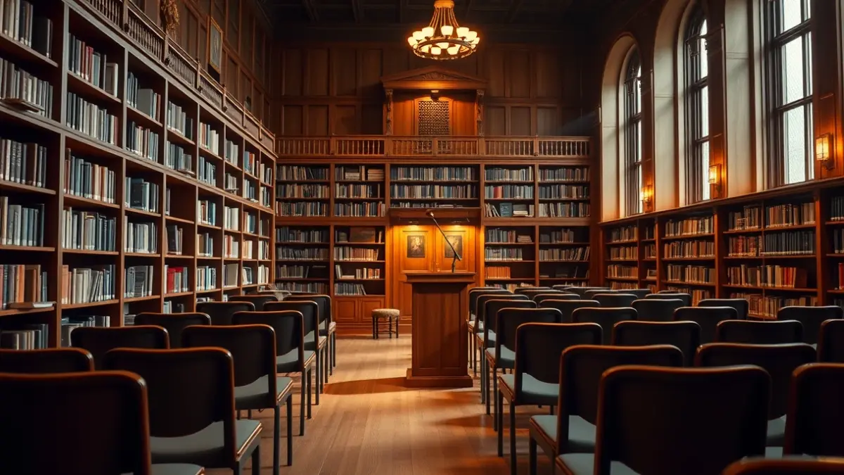 Imagen genérica de un escenario de presentación cultural con micrófono y sillas vacías.
