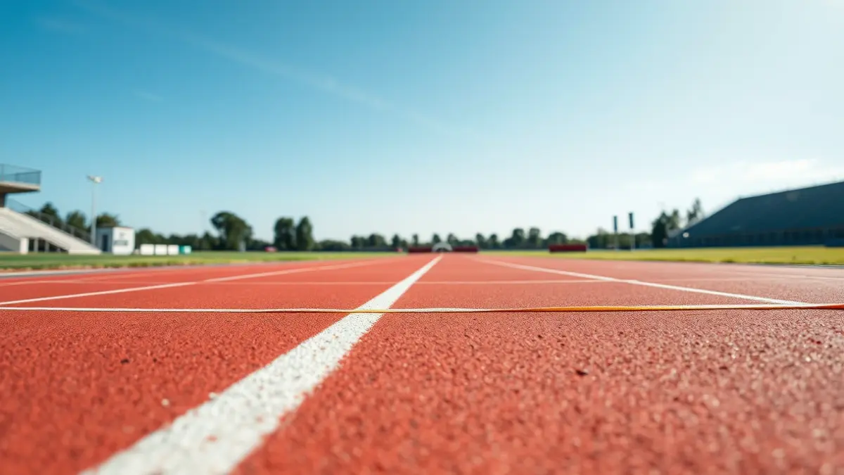 Imaxe xenérica dunha pista de atletismo coa meta