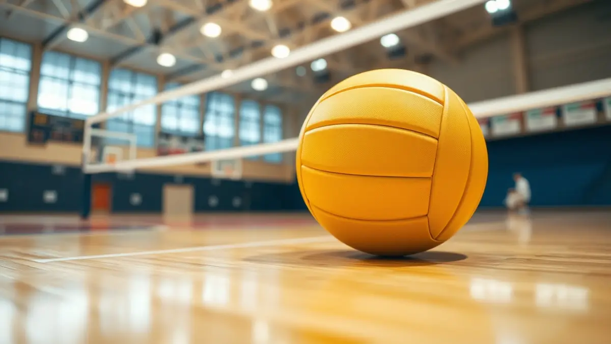 Imagen genérica de un balón de voleibol en una cancha.