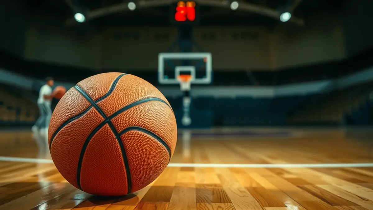 Imagen genérica de un balón de baloncesto en una cancha.