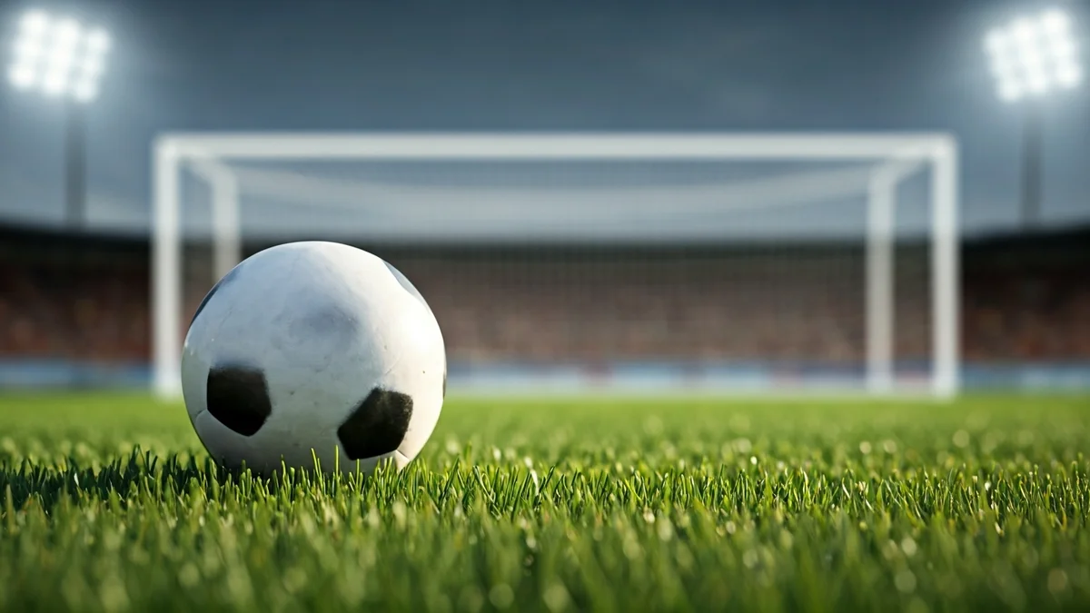 Imaxe xenérica dun balón de fútbol sobre a herba dun campo.