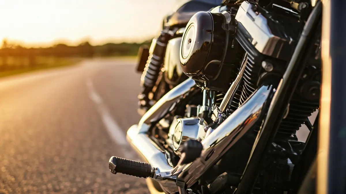 Imaxe xenérica dun motor de motocicleta con detalles cromados.
