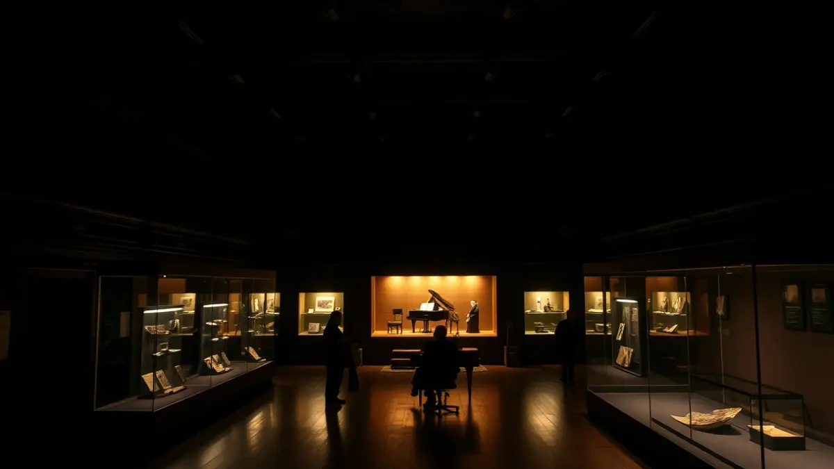 Imagen genérica de una sala de museo preparada para un evento cultural con música en directo.